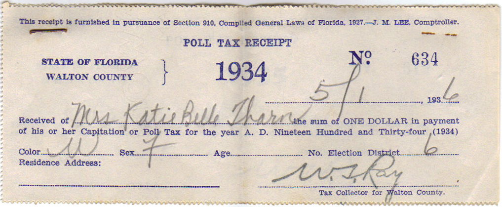 1934 Poll Tax Receipt