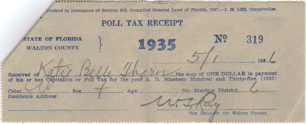 1935 Poll Tax Receipt